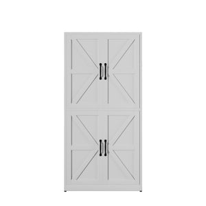 English Elm White Powder-coated Steel Pantry Cabinet with Adjustable Shelves for Kitchen or Bath T2398P413027