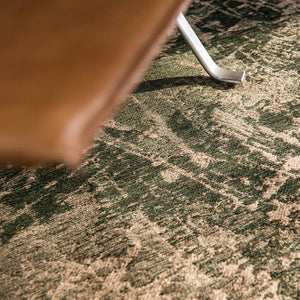 Louis de Poortere Mad Men Cracks Collection Textured Area Rug Geological Motif for Modern Living Spaces Dark Pine 9'6 x 9'6 120126