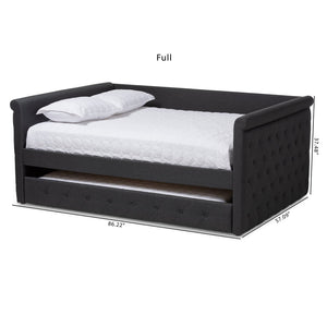Baxton Studio Baxton Studio Alena Full Size Daybed with Trundle - Modern Dark Grey Upholstered Elegance for Any Space CF8825-Dark Grey-Daybed-F/T