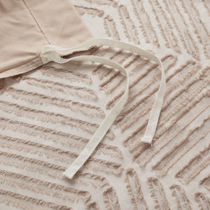 English Elm King/Cal King Ellipse Cotton Jacquard Duvet Cover Set - Blush Geometric Texture, OEKO-TEX, Machine Washable, Button Closure B035129134