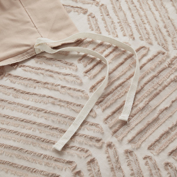 English Elm King/Cal King Ellipse Cotton Jacquard Duvet Cover Set - Blush Geometric Texture, OEKO-TEX, Machine Washable, Button Closure B035129134