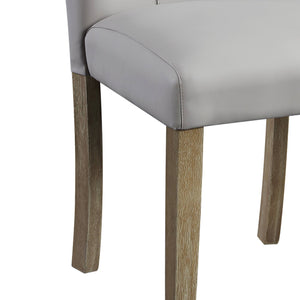 English Elm Charnell Gray Faux Leather Side Chair Set of 2 with Oak Finish, 60mm Cushioned Seat, 220lb Capacity B2726P288760