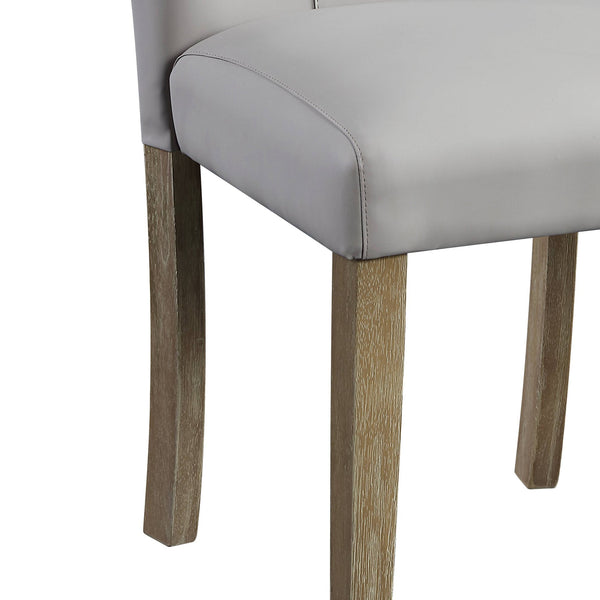 English Elm Charnell Gray Faux Leather Side Chair Set of 2 with Oak Finish, 60mm Cushioned Seat, 220lb Capacity B2726P288760