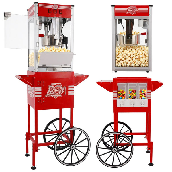English Elm 12oz Retro Cart Popcorn Machine with Three Candy Dispensers for Parties W2841P392620