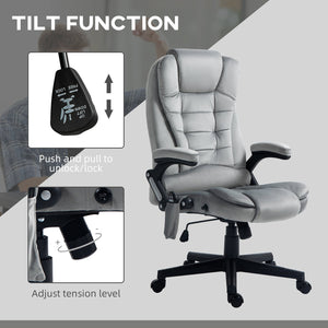 English Elm HOMCOM Executive Massage Office Chair with 6-Point Vibration, Lumbar Heat, Tilt & Ergonomic Support Gray W2225P173846