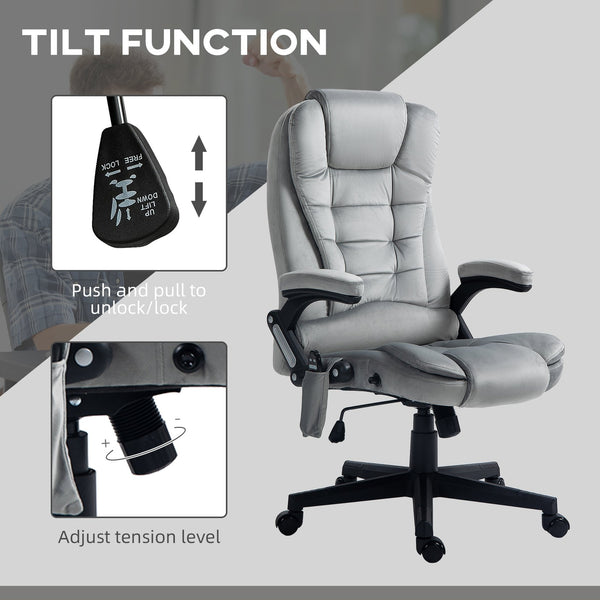 English Elm HOMCOM Executive Massage Office Chair with 6-Point Vibration, Lumbar Heat, Tilt & Ergonomic Support Gray W2225P173846