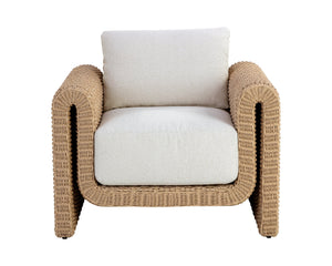 Sunpan Tibi Lounge Chair - Handwoven Twisted Wicker with Durable Outdoor Fabric for Stylish Comfort Natural / Louis Cream