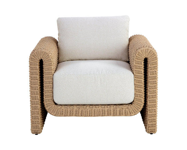 Sunpan Tibi Lounge Chair - Handwoven Twisted Wicker with Durable Outdoor Fabric for Stylish Comfort Natural / Louis Cream