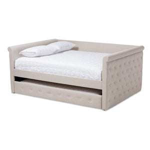 Baxton Studio Baxton Studio Alena Elegant Light Beige Upholstered Daybed with Pull-Out Trundle for Stylish Spaces CF8825-Light Beige-Daybed-Q/T
