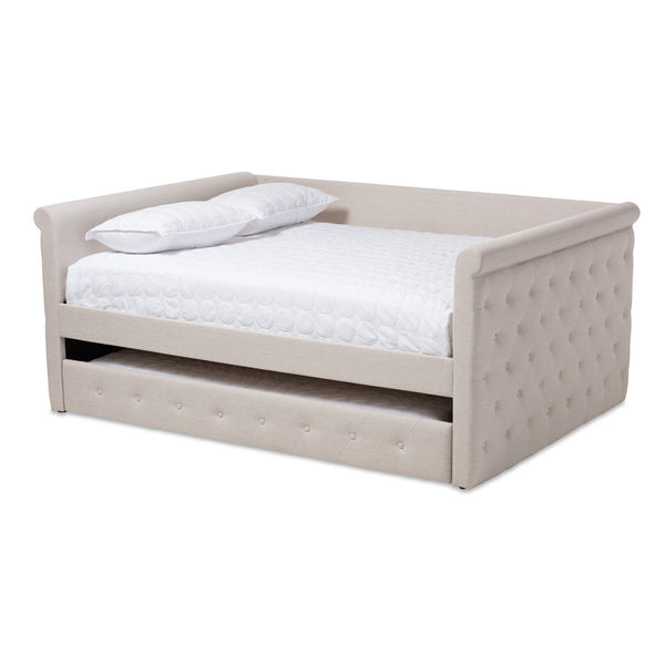 Baxton Studio Baxton Studio Alena Elegant Light Beige Upholstered Daybed with Pull-Out Trundle for Stylish Spaces CF8825-Light Beige-Daybed-Q/T