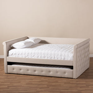 Baxton Studio Baxton Studio Alena Elegant Light Beige Upholstered Daybed with Pull-Out Trundle for Stylish Spaces CF8825-Light Beige-Daybed-Q/T