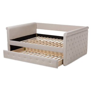 Baxton Studio Baxton Studio Alena Elegant Light Beige Upholstered Daybed with Pull-Out Trundle for Stylish Spaces CF8825-Light Beige-Daybed-Q/T
