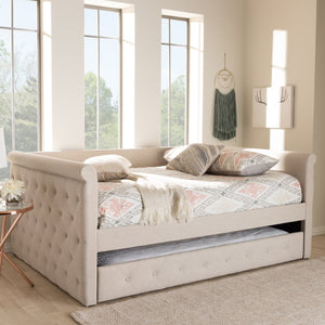 Baxton Studio Baxton Studio Alena Elegant Light Beige Upholstered Daybed with Pull-Out Trundle for Stylish Spaces CF8825-Light Beige-Daybed-Q/T