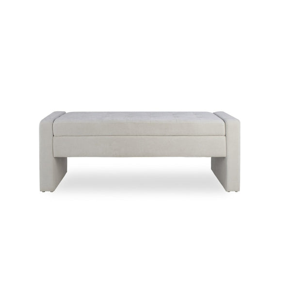 English Elm 50" Tufted Fabric Storage Ottoman Bench Lift Top Soft Close Hinge Bedroom Entryway W5325P426827