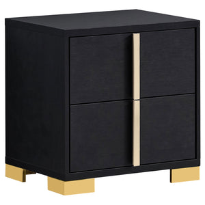 English Elm Medici Modern 4-Piece Led Twin Bedroom Set With Chic Black Finish & Gold Accents For Elegance B062S01067