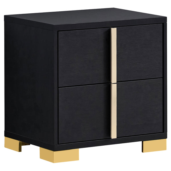 English Elm Medici Modern 4-Piece Led Twin Bedroom Set With Chic Black Finish & Gold Accents For Elegance B062S01067
