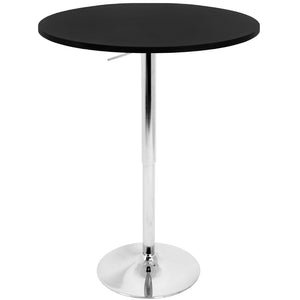 English Elm Contemporary Hydraulic Lift Bar Table with Wooden Top and Matte Black Metal Base B202P223299