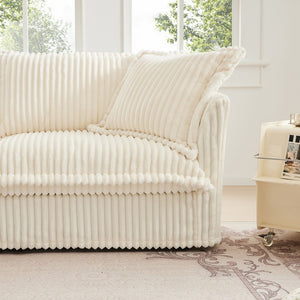 English Elm Modern Slipcovered 2-Seat Sofa In Cream Corduroy – Cozy, Stylish, And Perfect For Small Spaces! W3041S00018