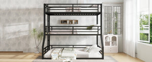English Elm Twin Metal Triple Bunk Bed With Safety Guardrails - Heavy-Duty, Noise-Reduced Design In Black Finish P2 W1580S00177-GIGA