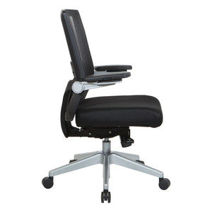 OSP Home Furnishings Black Mesh Back Ergonomic Office Chair with Flip Arms Lumbar Support and Synchro Tilt Black 867-B36N64R