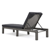 Christopher Knight Home® - Noble House - Puerta Outdoor Mixed Black Wicker Chaise Lounge With Dark Grey Water Resistant Cushion