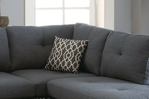 English Elm 3-PC Sectional Blue Gray Fabric Sofa Set with Reversible Chaise, Ottoman & Wood Frame, 104"W x 35"H B089S00113