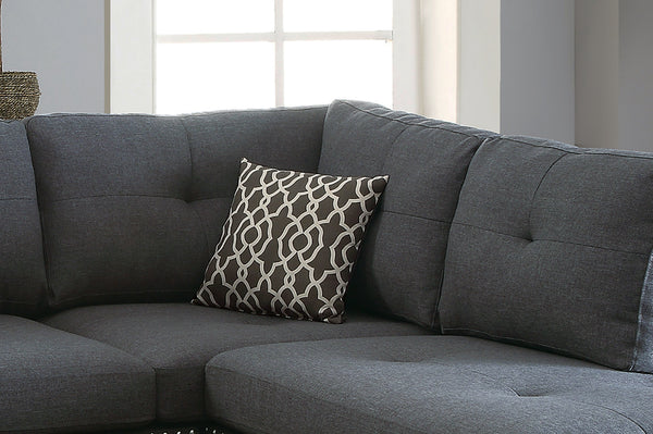 English Elm 3-PC Sectional Blue Gray Fabric Sofa Set with Reversible Chaise, Ottoman & Wood Frame, 104"W x 35"H B089S00113