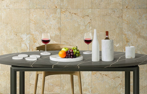 English Elm White Natural Marble Dining Room Accessories Set - Luxurious 10-Piece Collection For Elegant Tables W1696P262939-GIGA