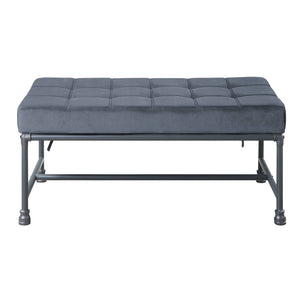 English Elm Grey Velvet Tufted Bench with Industrial Pipe Frame, Sandy Grey Upholstery, D20 Foam Comfort and Metal Legs B062P186416