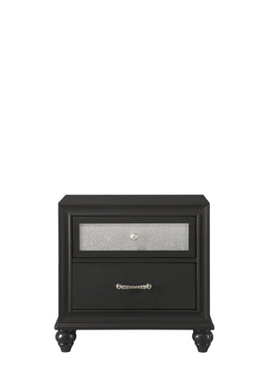 English Elm Unique Round Plush Velvet Button-Tufted Storage Bed Queen with Studded Headboard and 2 Nightstands Set Black 54.75 L x 79.5 W x 8.25 H B2741S00147