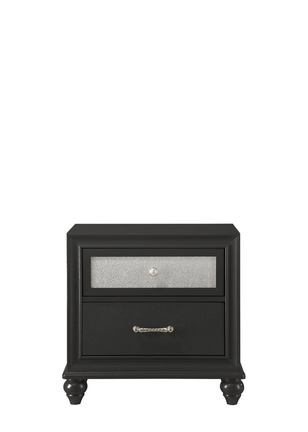 English Elm Unique Round Plush Velvet Button-Tufted Storage Bed Queen with Studded Headboard and 2 Nightstands Set Black 54.75 L x 79.5 W x 8.25 H B2741S00147