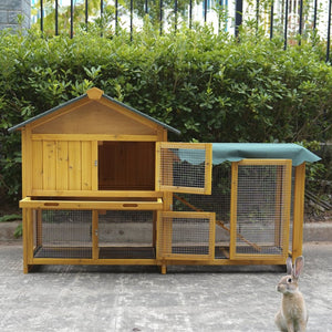 English Elm 45 Inch Solid Wood Outdoor Dog House with Elevated Floor and Waterproof Insulated Roof W1431P388037