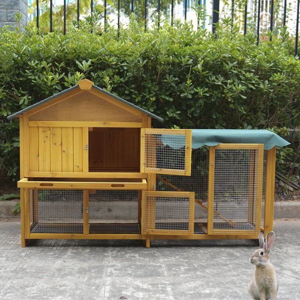 English Elm 45 Inch Solid Wood Outdoor Dog House with Elevated Floor and Waterproof Insulated Roof W1431P388037