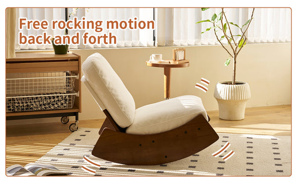 English Elm Comfortable Corduroy Glider Rocker with Solid Wood Frame for Nursery or Living Room W2105P145995
