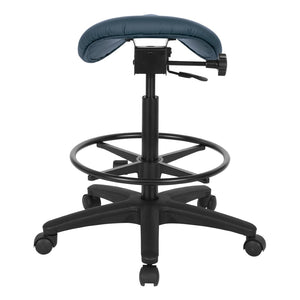 OSP Home Furnishings Backless Saddle Stool Ergonomic Pneumatic Height Adjustable Office Studio Task Seating Dillon Blue ST205-R105