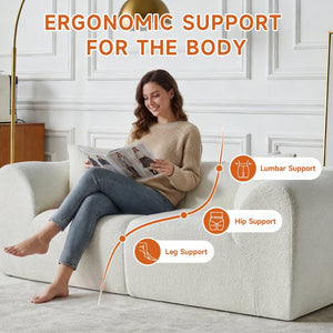 English Elm Modern Velvet Two Seat Loveseat with Pillows Compact Upholstered Sofa for Apartment Beige W1765P349639