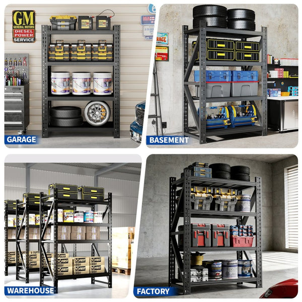 English Elm Heavy Steel Garage Shelving Unit Industrial Storage Rack 4000 Lb Welded Frame T2398P480396