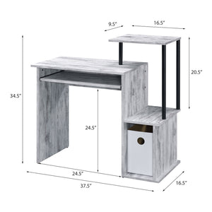 English Elm Antique White And Black Computer Desk With Keyboard Tray - Compact, Stylish Workspace Solution B062P184546