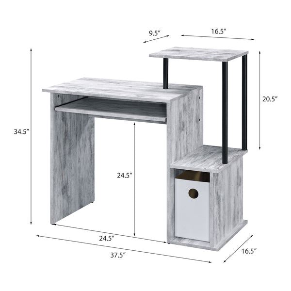 English Elm Antique White And Black Computer Desk With Keyboard Tray - Compact, Stylish Workspace Solution B062P184546