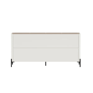 English Elm Abbey 67" Sideboard in Maple and Off White with Soft-Close Doors, Adjustable Shelves, Modern Tray Top Brown+White B365S00111