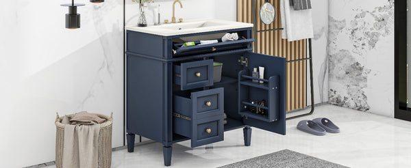 English Elm 30'' Modern Bathroom Vanity With Ceramic Sink, 3 Drawers & Storage Cabinet – Stylish & Durable Design N710P206904C