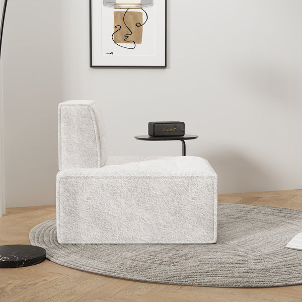 English Elm Bean Modular Sherpa Chair - Plush Off-White Flannelette Bean Bag Sofa, Space-Saving Reading Seat W1960P325840