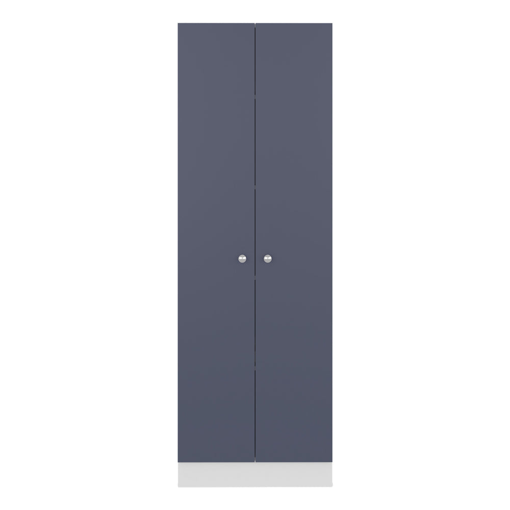 English Elm Lambardi Navy Blue & White Tall Multistorage Cabinet with 5 Adjustable Shelves — Durable Engineered Wood Storage Solution for Kitchen or Laundry Room B200P378368