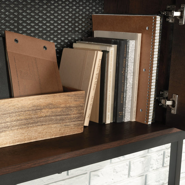 English Elm Hutch, Stylish Brown Finish With Smart Storage & Slim Profile For Small Office Spaces & Decor B356P367837