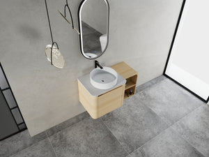 English Elm 36'' Wall-Mounted Bathroom Vanity With Stylish Ceramic Sink, Soft-Close Door, And Smart Storage Solutions W999S00467