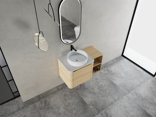 English Elm 36'' Wall-Mounted Bathroom Vanity With Stylish Ceramic Sink, Soft-Close Door, And Smart Storage Solutions W999S00467