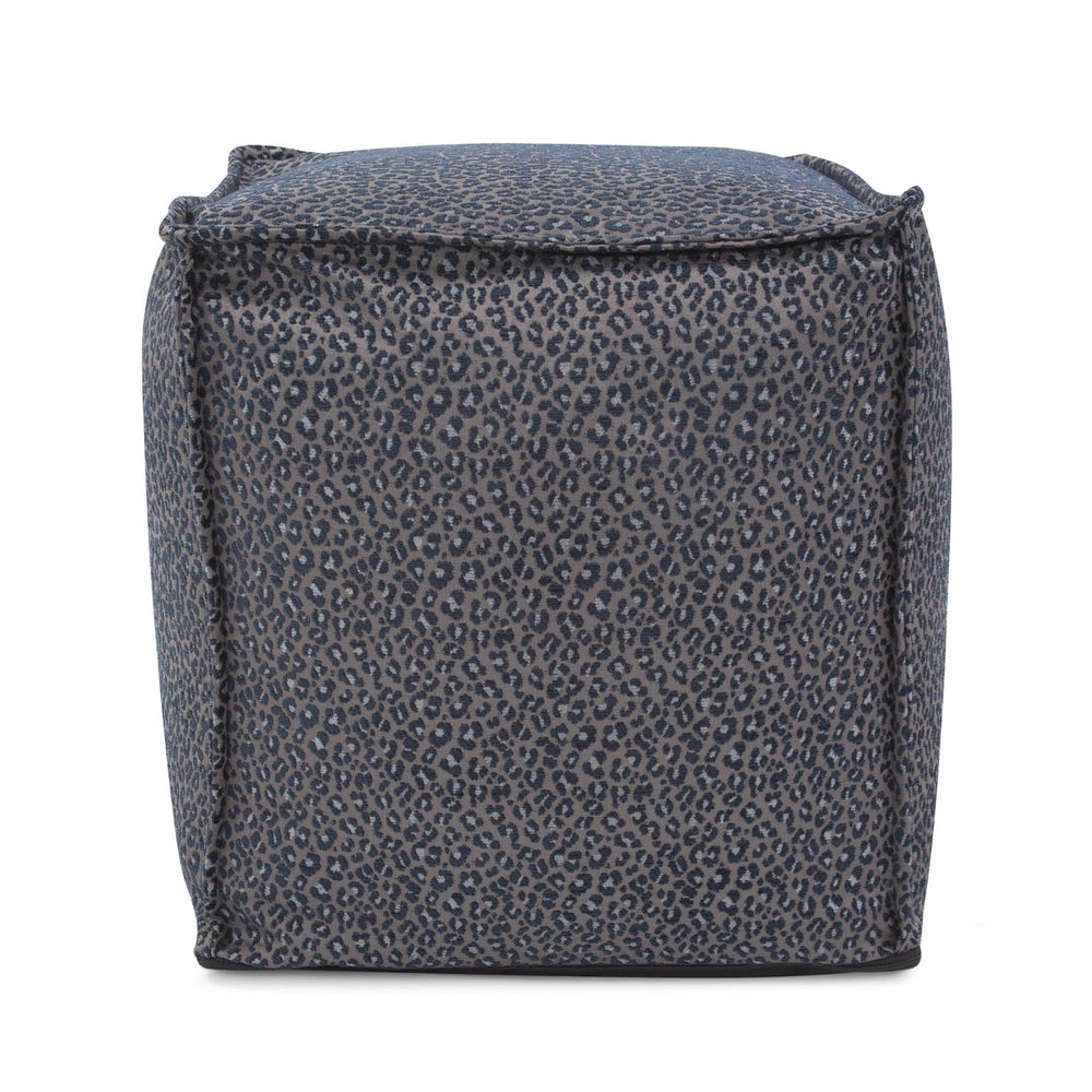 Howard Elliott Square Pouf Ottoman – Versatile Footrest Or Extra Seating With Overstuffed Comfort & Easy Care Cover Blue 100% Polyester 873-1283-howard-elliott