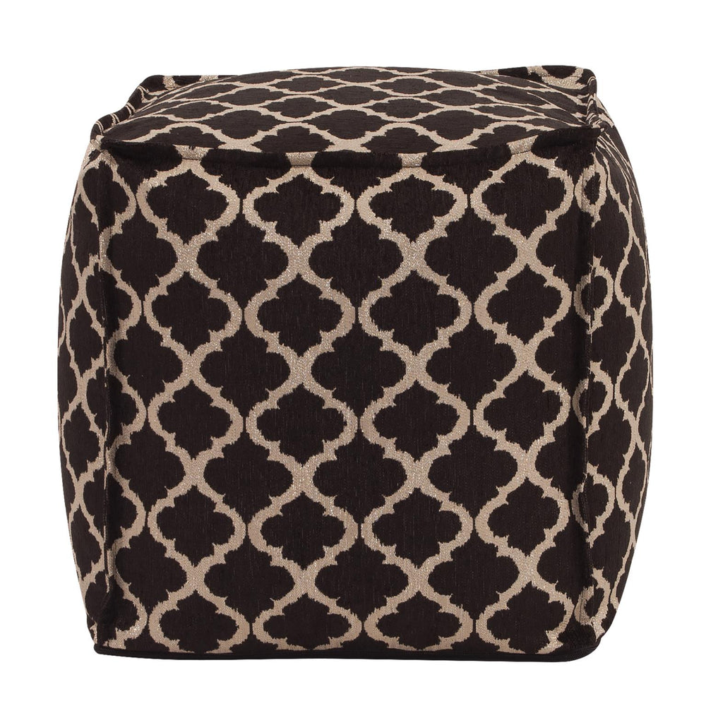 Howard Elliott Square Pouf Elegant Moroccan Design With Geometric Lattice Pattern For Stylish Seating & Comfort Black 100% Polyester 873-609-howard-elliott