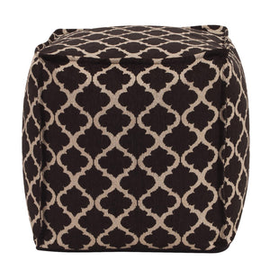Howard Elliott Square Pouf Elegant Moroccan Design With Geometric Lattice Pattern For Stylish Seating & Comfort Black 100% Polyester 873-609-howard-elliott