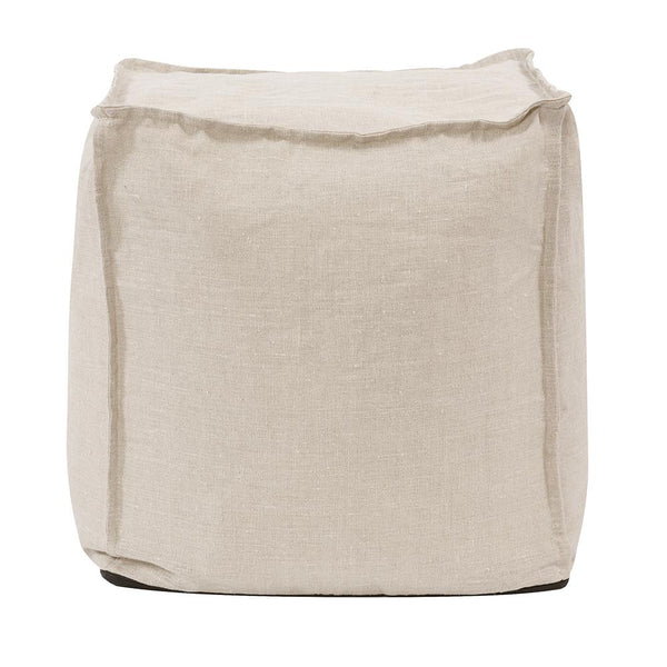 Howard Elliott Square Pouf Ottoman – Versatile Footrest Or Extra Seating With Overstuffed Comfort & Easy Care Cover Brown 100% Linen 873-610-howard-elliott